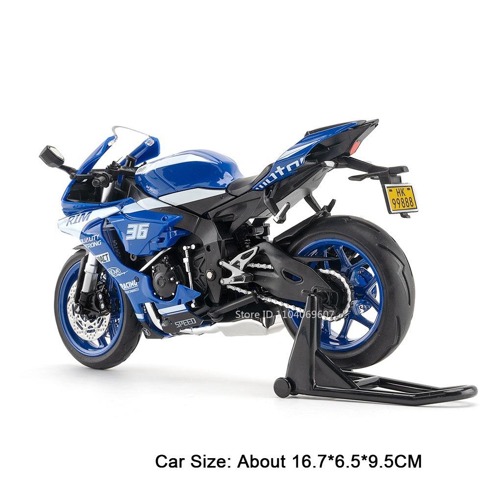1:Модель мотоцикла Cfmoto 450Sr R1M в масштабе 1:12, игрушки, металлическая литая модель, звук, свет, амортизация, рулевое управление передним колесом, подарки для мальчиков