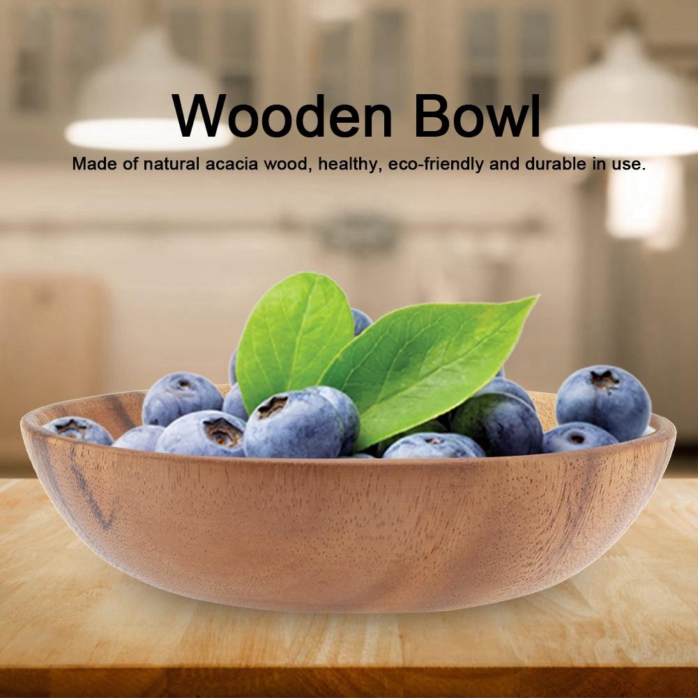 Твердая деревянная миска из акации для салата, супа, риса, деревянная чаша ручной работы, кухонная утварь