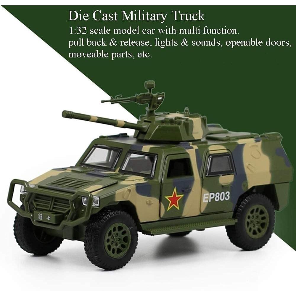 Масштаб 1/50, военный игрушечный грузовик, армейский бронированный боевой танк, внедорожник, тянуть армейские игрушки назад со светом и звуком