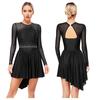 Women's Performance Dance Dress - Glitter Rhinestones Cutout Back Sheer Mesh Patchwork for Competition