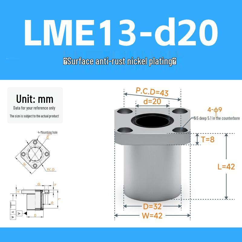 YIHEDA LME Series Linear Bearings: LME03, 13, 23 - d6, d8, d10, d12, d13, d16, d20, d25, d30