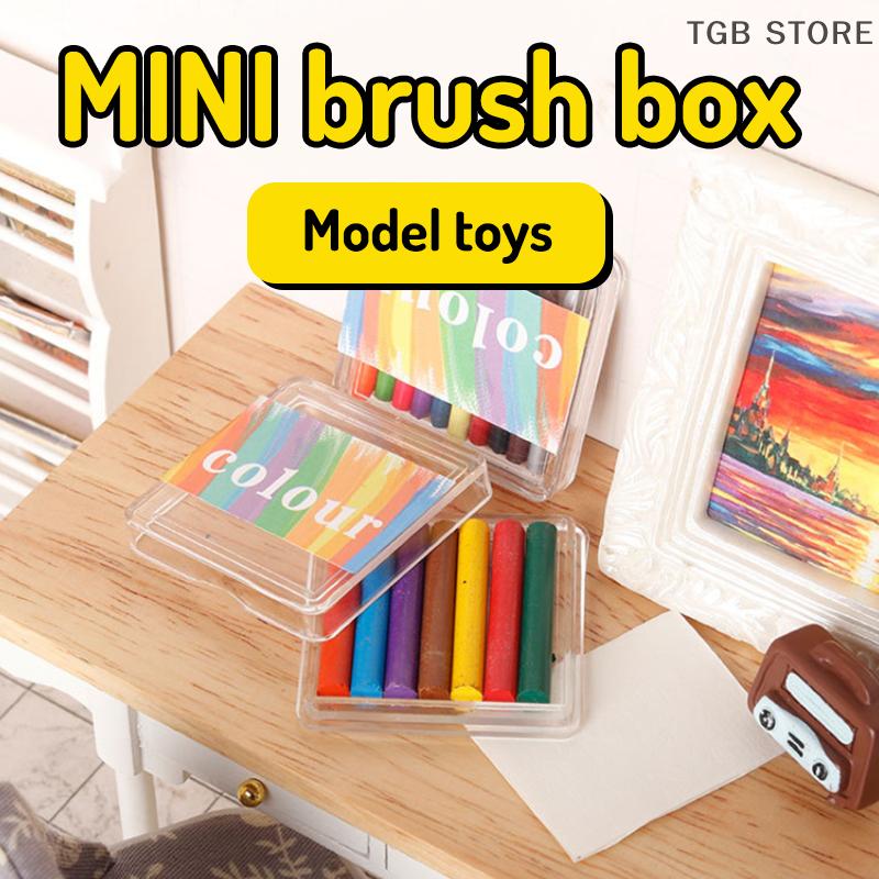 Miniature Watercolor Pencil Paint Box Lifelike Design Mini Paint Box Pretend Toys DIY Simulated Scene Model Play