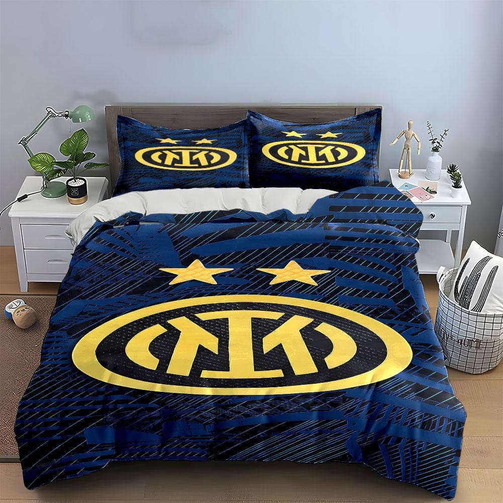 Yellow stars and Inter logo. Bedding sets Duvet cover sets Duvet covers Pillowcases(1 * Duvet Cover 2 * Pillowcases without duvet insert)