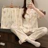 Womens Cloud Cotton Pajama Set Short Sleeve Bow Loose Loungewear 3pcs