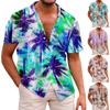 Summer New Men's Printed Slim Fit Shirt Large Fashion Casual Short Sleeve Shirt Men
