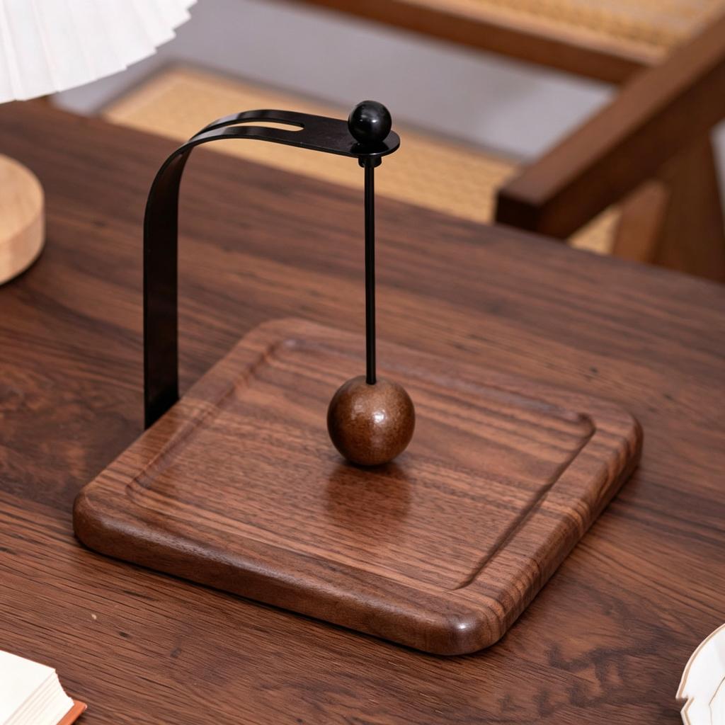 Creative Wooden Napkin Holder with Weighted Wood Ball Windproof Table Napkin for Dining Kitchen Cafe Picnic Display Rack