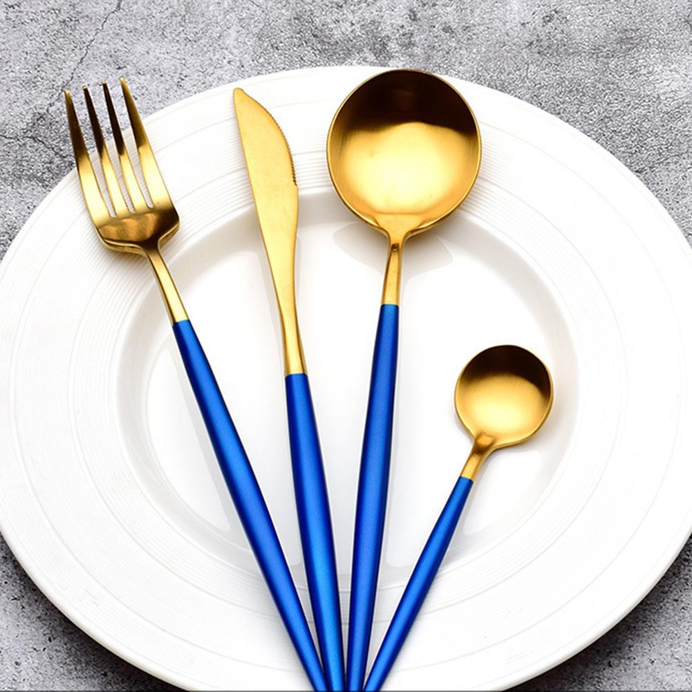 4pcs Cutlery Set Non-slip Smooth Edge Comfortable Grip 304 Stainless Steel Knife Fork Set Ideal For Home Restaurant
