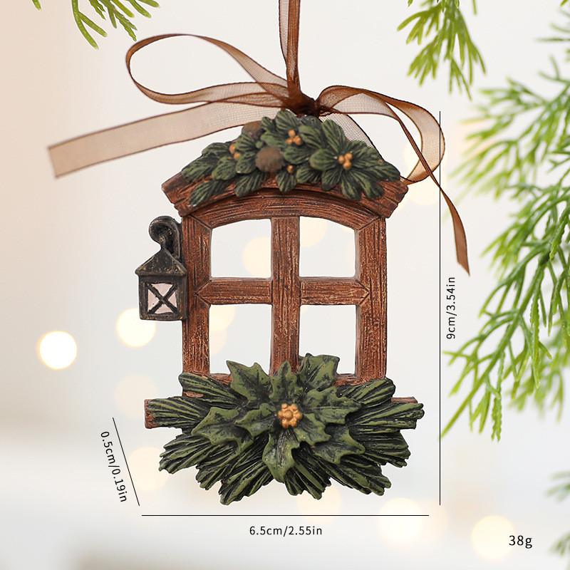 Tree Christmas Ornament Resin Vintage Bell Bow Wreath Christmas Pendant Stocking