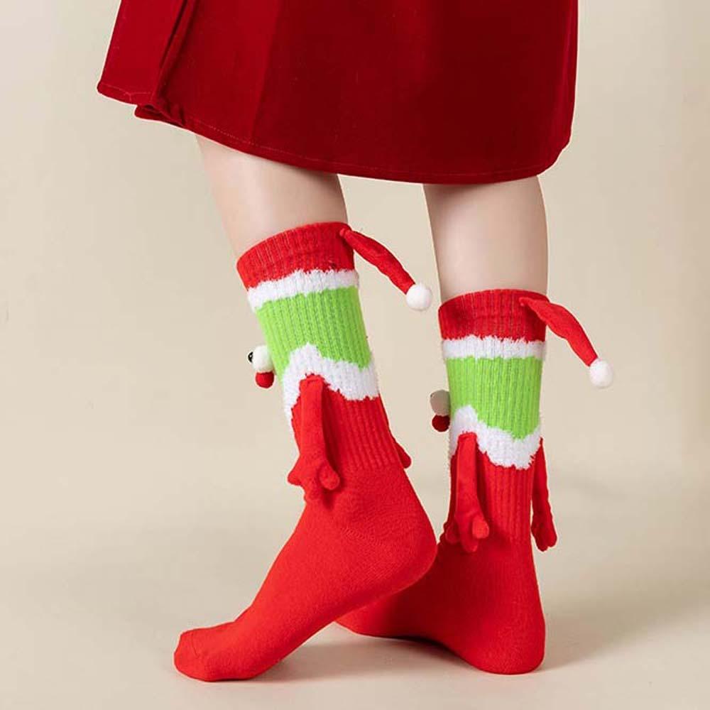 With Hands Christmas Magnetic Stocking New Year Gifts Cartoon Xmas Socks Women/Girl