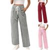 Women's Winter Sweatpants Solid Color Casual Pants Women's Fleece Sweatpants Wide Leg Straight Pants