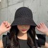 Women Basin Hat Hollow Breathable Sun Protection Fisherman Hat Solid Color Dome Short Brim Anti-UV Bucket Hat
