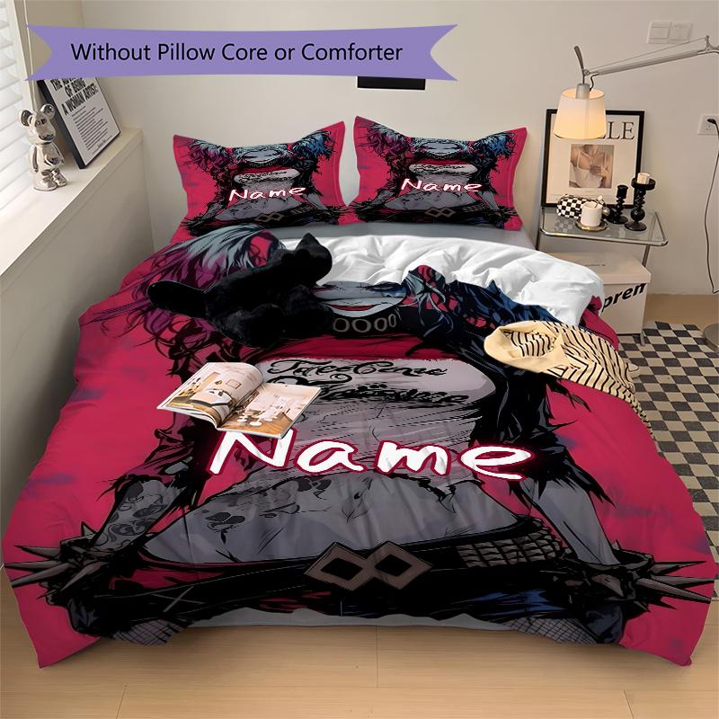 Custom Textile Harley Quinn Bedding 3 Piece Set HD Print Duvet Cover Pillowcases for Teens Adult Bedroom Decoration