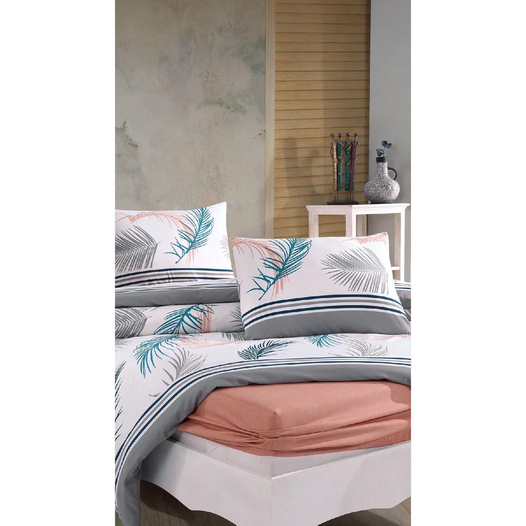 Duvet Cover Set Cotton Double 4 Pieces Helen Powder