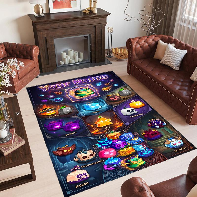 Personalized Crystal Velvet Carpet Custom Name Text,Blox Fruits Anti Slip Area Rug For Home Decoration