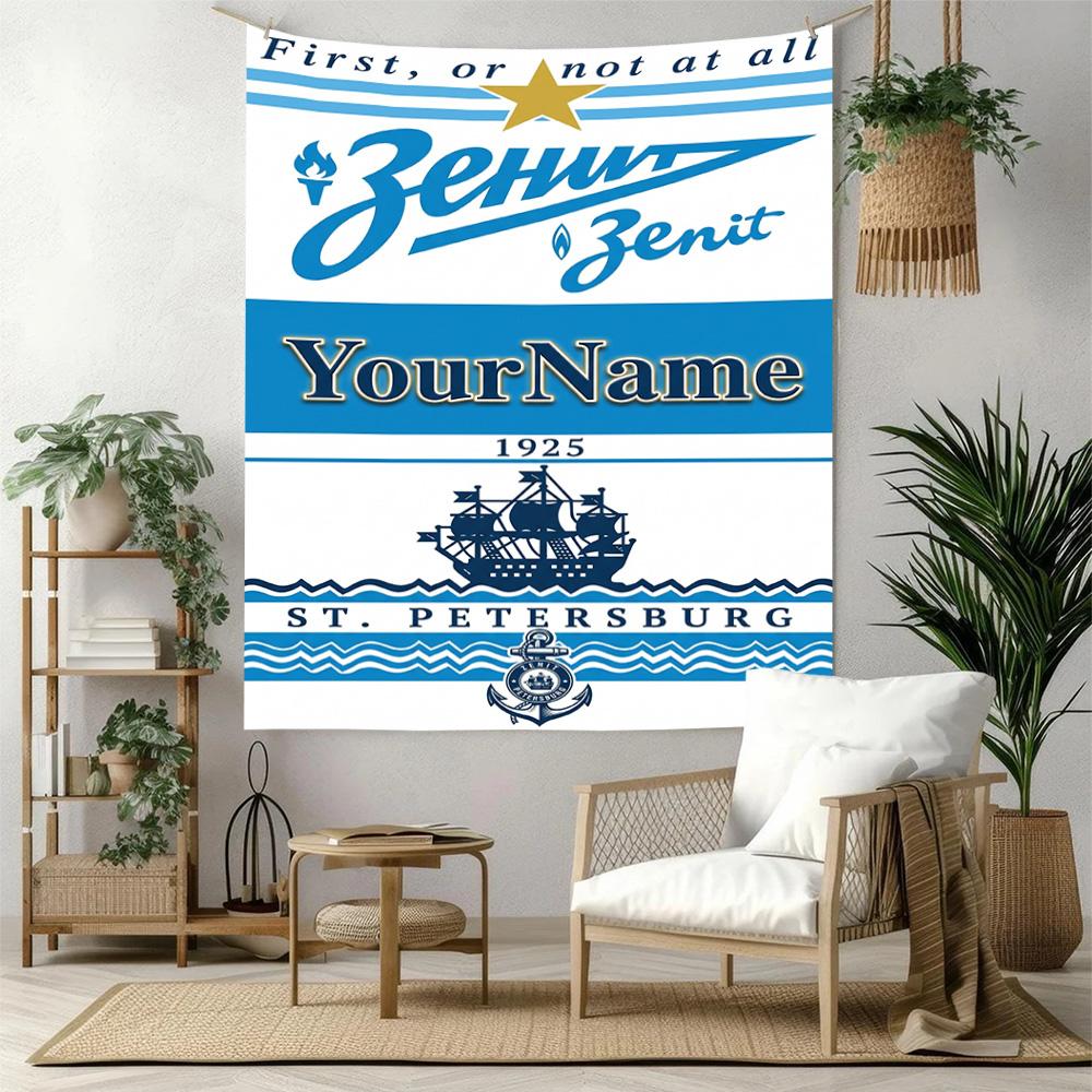 Fc Zenit Saintpetersburg Custom Your Name Wall Decor Tapestry Art For Pet Memorial Birthdaywedding Party Backdrop Family Gift