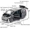 1:32 Scale Hiace Alphard Car Model Toy Alloy Diecast Rubber Tires Sound Light Doors Opened Pull Back Miniature SUV Kids Gifts