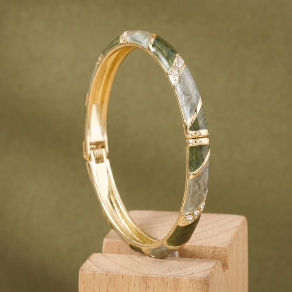 Traditional Vintage Cloisonne Bangle Lines Shape Women's Hand Bracelet  Ladies