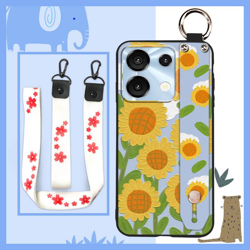 Flower Shockproof Phone Case For UMIDIGI G9 5G/Note9 5G Ring Silicone Fashion Design Dirt-resistant Anti-dust Kickstand