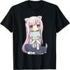 Аниме и Кошки Каваи Милая Подросток Отаку Девушка с Кошкой Футболка1