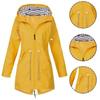 Women's Fashion Hooded Outdoors Zipper Windproof Trench Coats Casual Waterproof Drawstring Rain Jackets Mountaineeri Female