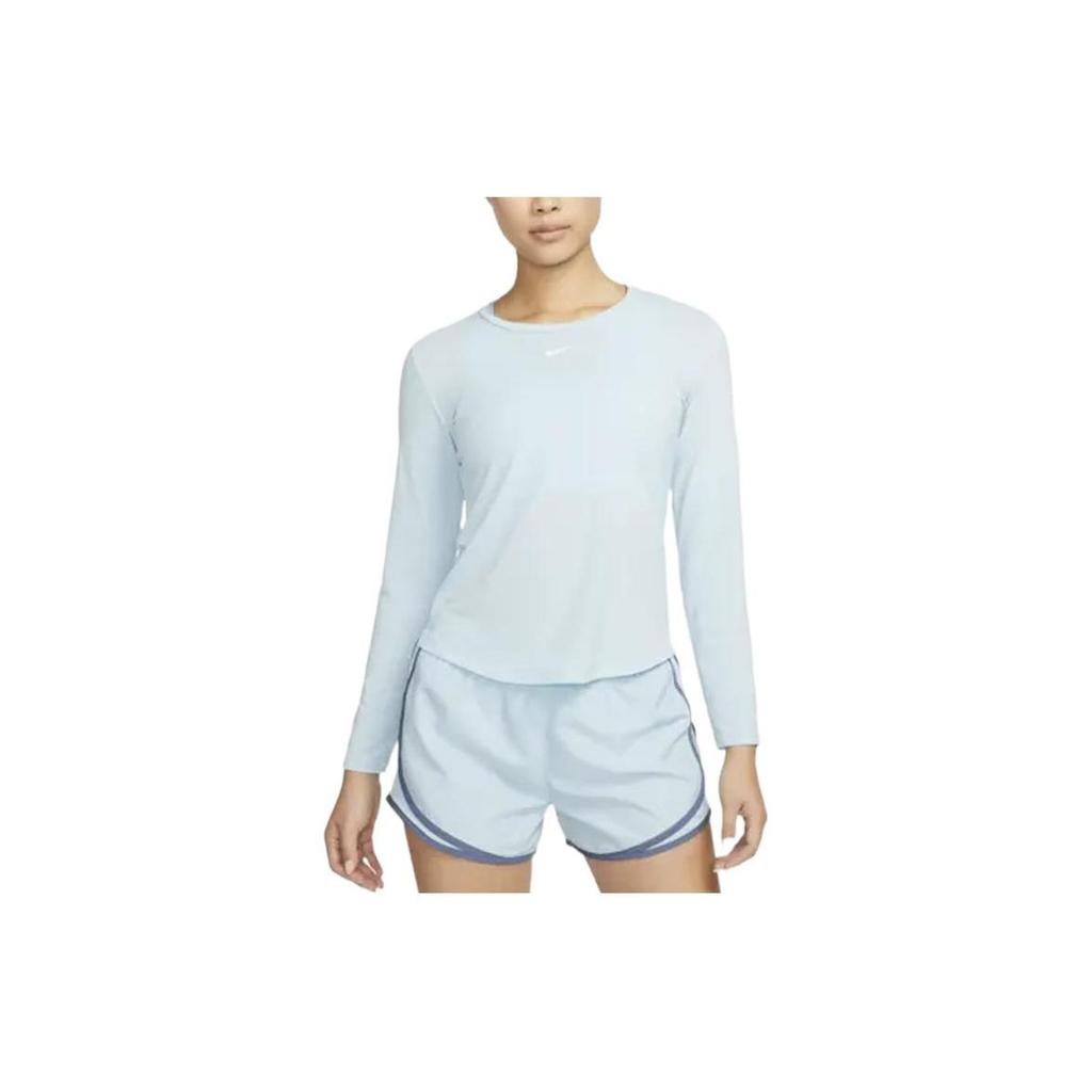 Nike Casual Breathable Dopamine Crew Neck Long Sleeve T-Shirt Women Tops Ice-Blue DD0621-442