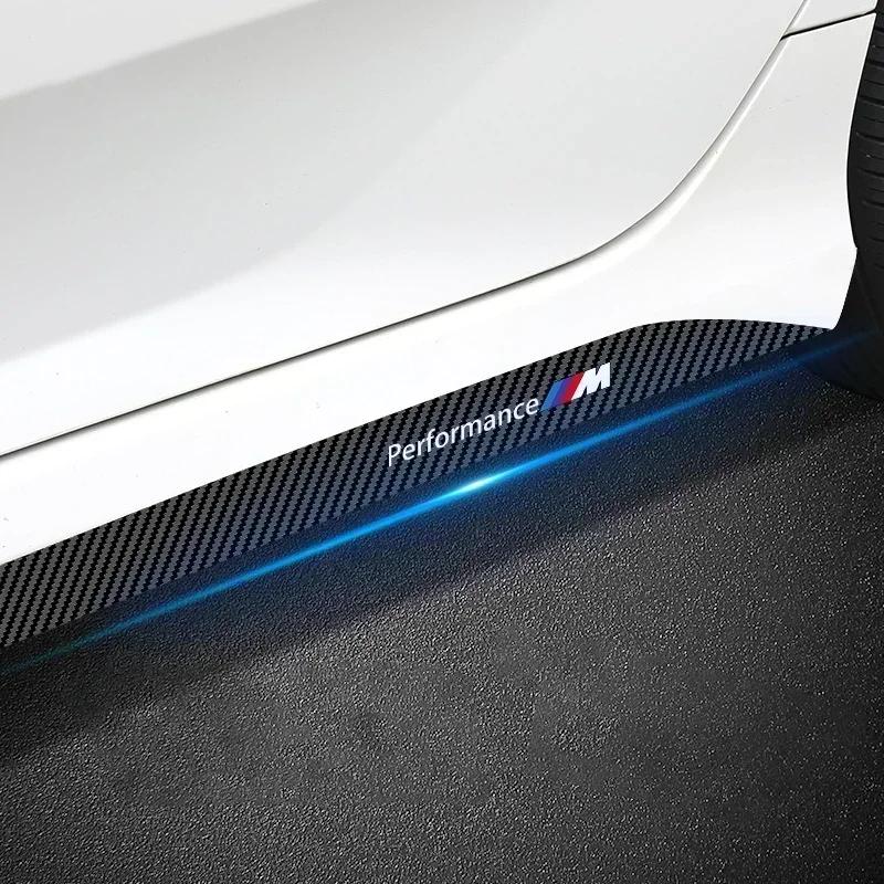 XMVPW1 New X5 For BMW 2pcs Car Side Skirt Sill Carbon Fibre Body Protection Sticker For BMW M Performance 1 3 5 7 Series M3 M4 M5 M6 X1