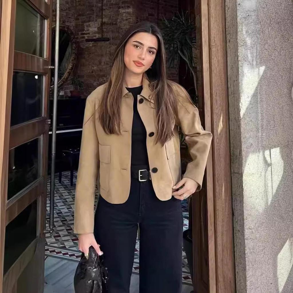 Женская замшевая модная куртка в европейско-американском стиле