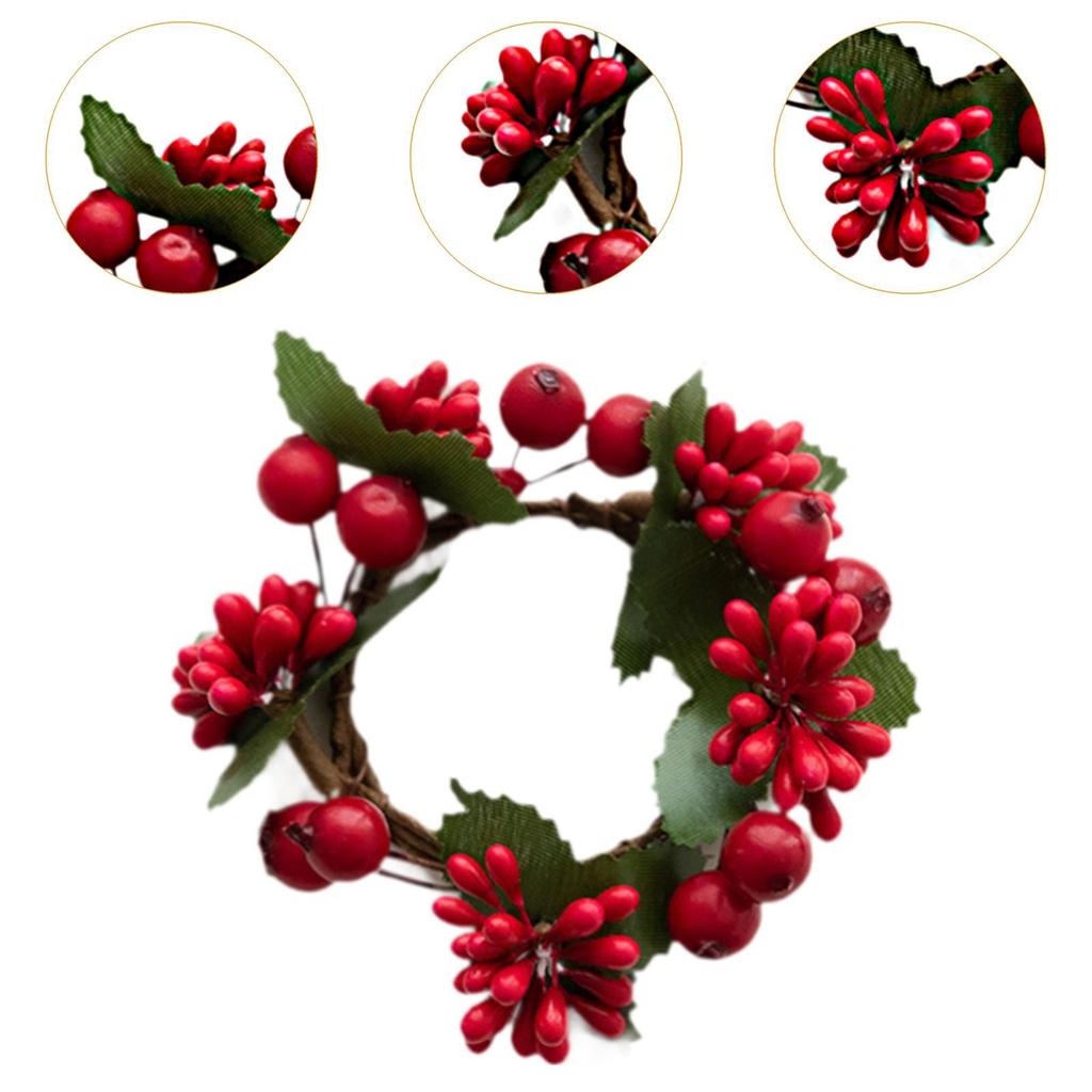 6 шт. Красные ягоды свеча кольцо венок реалистичный многоцелевой декоративный диаметр. 3,15 дюйма для гостиной вечеринки День благодарения Дверь дома