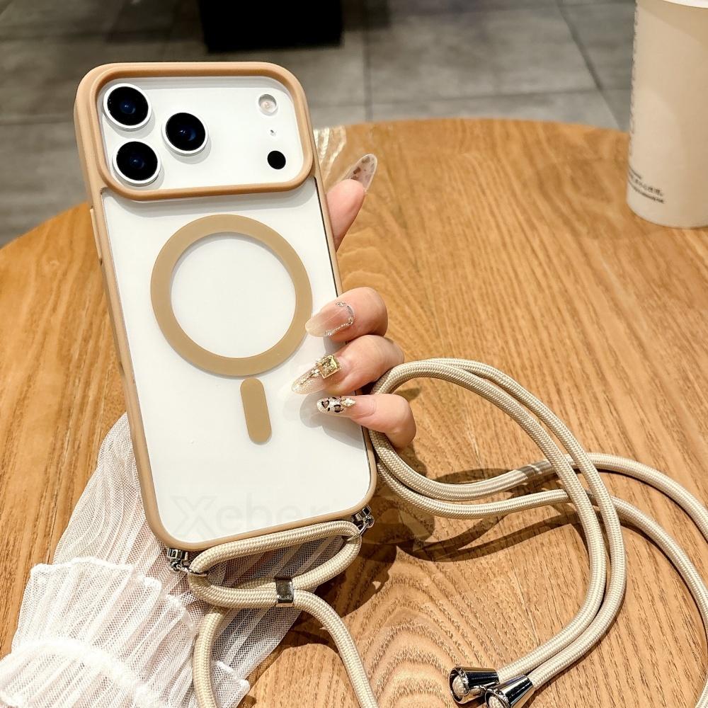 Чехол-ремешок для iPhone 17 16 15 14 13 12 11 Pro Max Plus Для Magsafe Сумка-чехол через плечо Амортизирующий Магнитная Беспроводная Зарядка Чехол