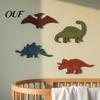 Unique Wooden Wall Art for Kids 4Pcs/Set Dinosaur Decor Room, Retro Stegosaurus Plesiosaur Decorative Shapes And Pterosaur with Hanging Hooks Nursery