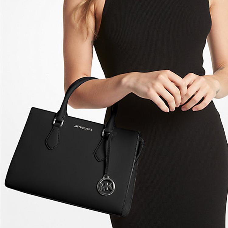 Michael Kors Mk Sheila Сумка-тоут среднего размера из смесовой ткани с покрытием и полиэстера, сумка через плечо, женские сумки Черный 35S3S6HS2L-BLACK