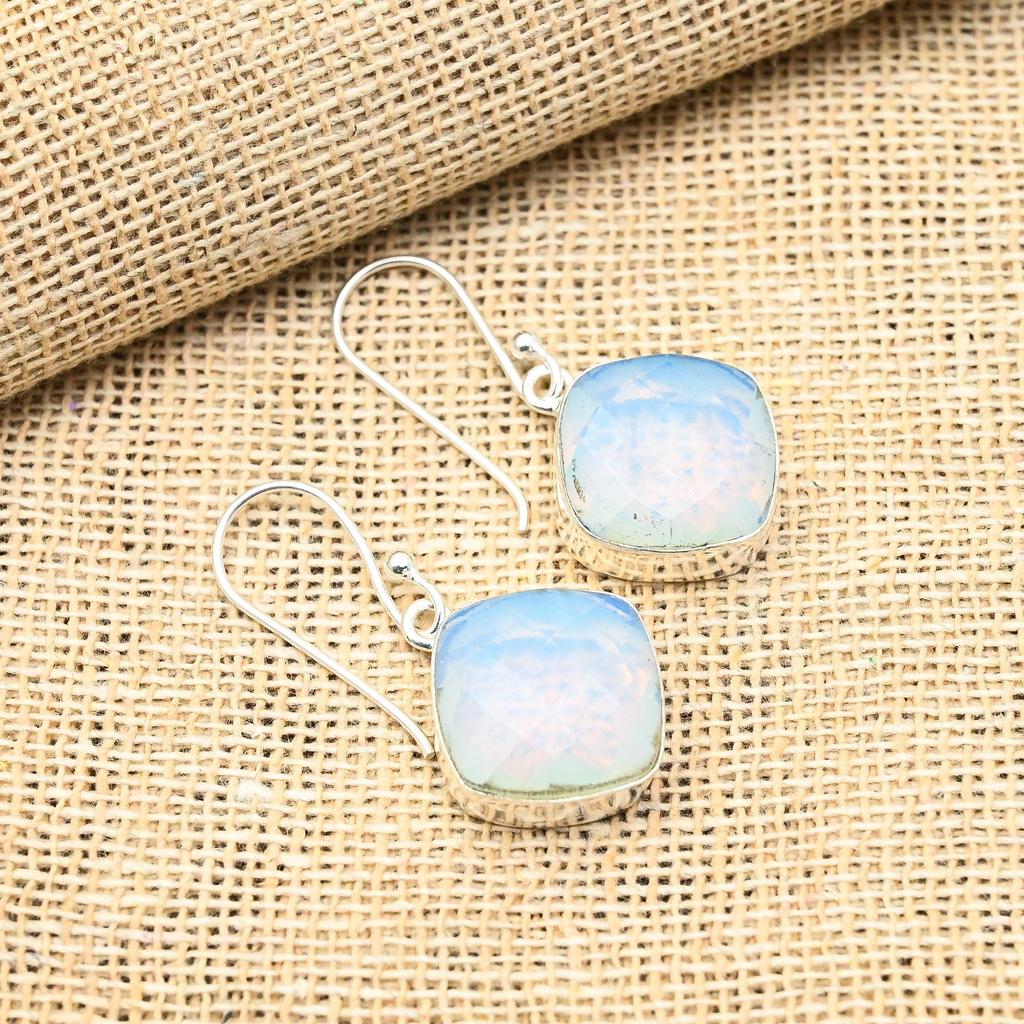 Восхитительный молочный опал, драгоценный камень ручной работы, стерлинговое серебро 925 пробы, милые ювелирные серьги-подвески для нее