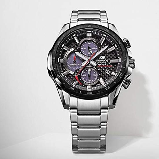 EDIFICE CHRONOGRAPH Casio Edifice Хронограф Аналоговые Водонепроницаемые Часы Черно-Серебристые [Casio] На солнечных батареях EQS-900DB-1A Мужские