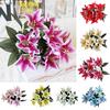 HS 10 Heads Artificial Fake Silk Lilies Flower Bridal Bouquet Wedding Party Decor