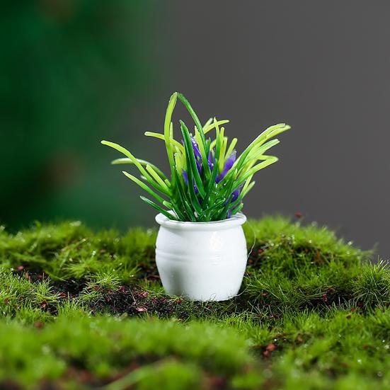 1 Set Potted Plant Statue DIY Weather-resistant PVC Delicate Detail Mini Flower Miniature Home Decor