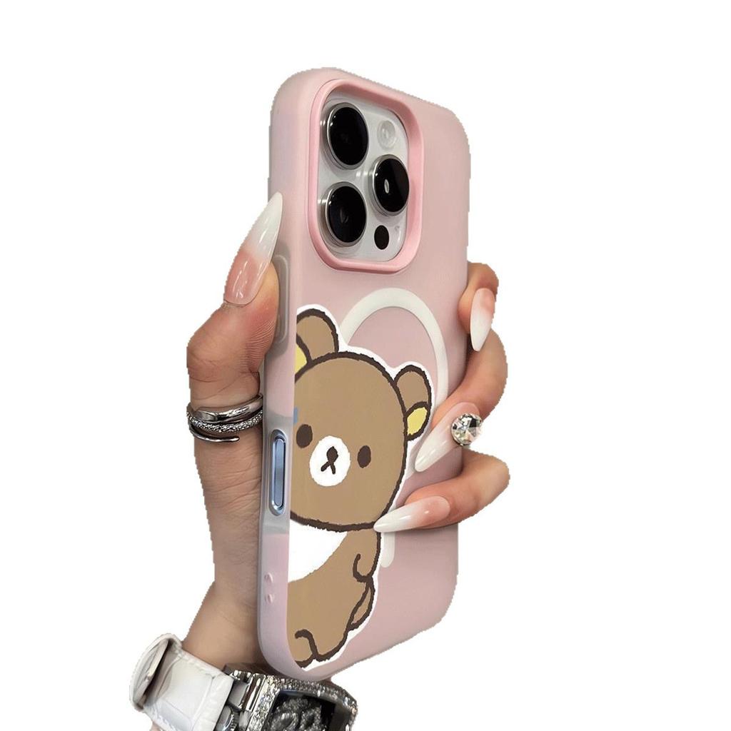 Jelly Magnetic Two-in-one Mobile Phone Case Creative Couple TPU Personalized Soft Edge Cute Big Hole Anti-fall Trendy Brand