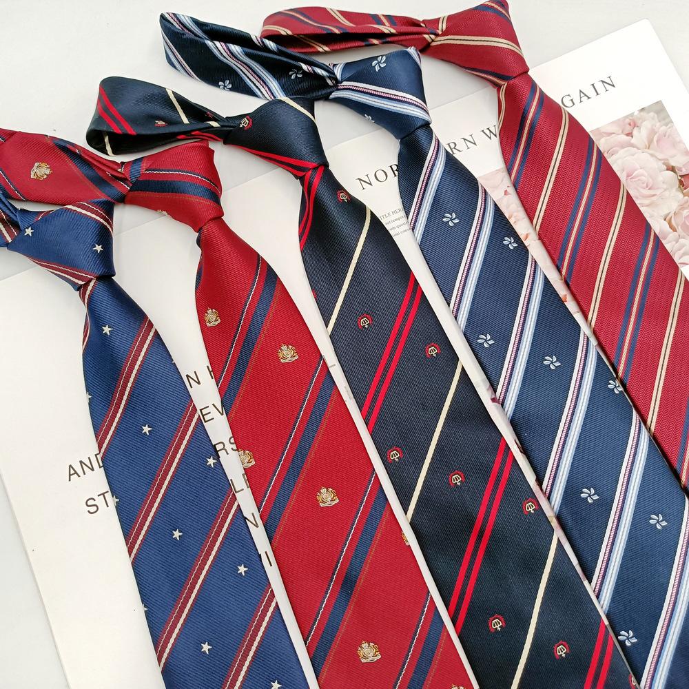 Галстук ручной работы JK Uniform Tie для мальчиков и девочек - 7 см полосатый жаккардовый модный аксессуар