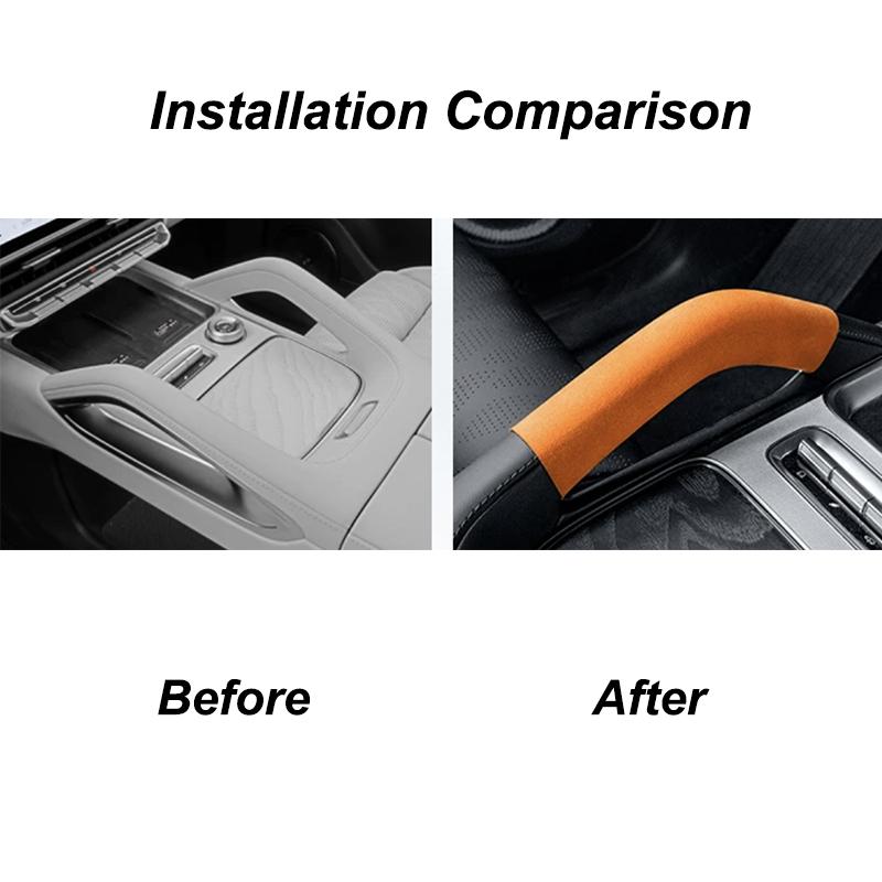 For Zeekr 8X 2026 Central Control Handle Suede Decorative Protective Sticker Hand-Sewn Interior Accessories