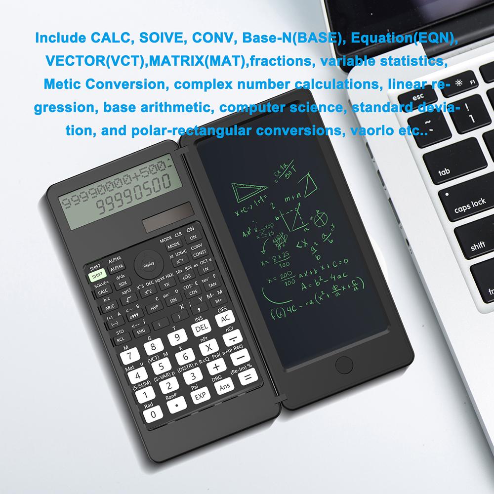 Solar Scientific Calculator With 6 Inch Writing Tablet Foldable 401 Computing Functions Professional Calculators PK 991MS 991ES