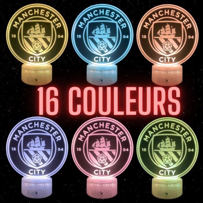 Lampe De Chevet 3D LED Manchester City Football, Veilleuse Changement De Couleurs, Lampe Tactile Bureau Et Chambre, Idée Cadeau