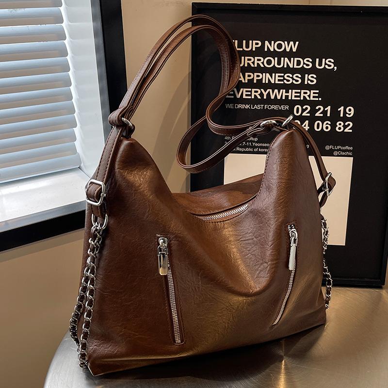 Большая вместительная сумка 2024 года, новый рюкзак с цепочкой, женская сумка-мессенджер через плечо, повседневный универсальный рюкзак для путешествий и выходов