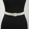 Wide Elastic Waistband Bling Women Waist Belt Sweet Pearl Waist Belt  Skirt Decoritive