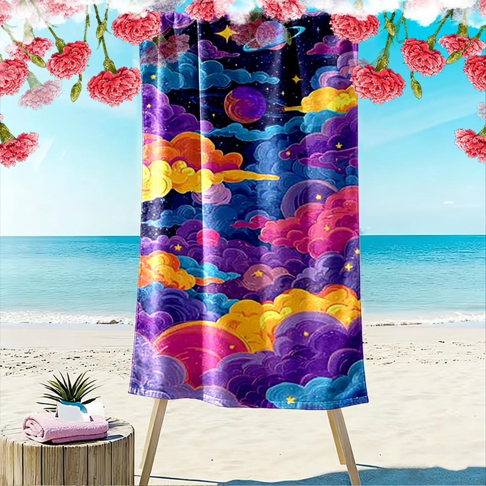 Colorful Galaxy and Clouds Design Beach towel quick-drying for travel outdoor sports jogging beach and swimming