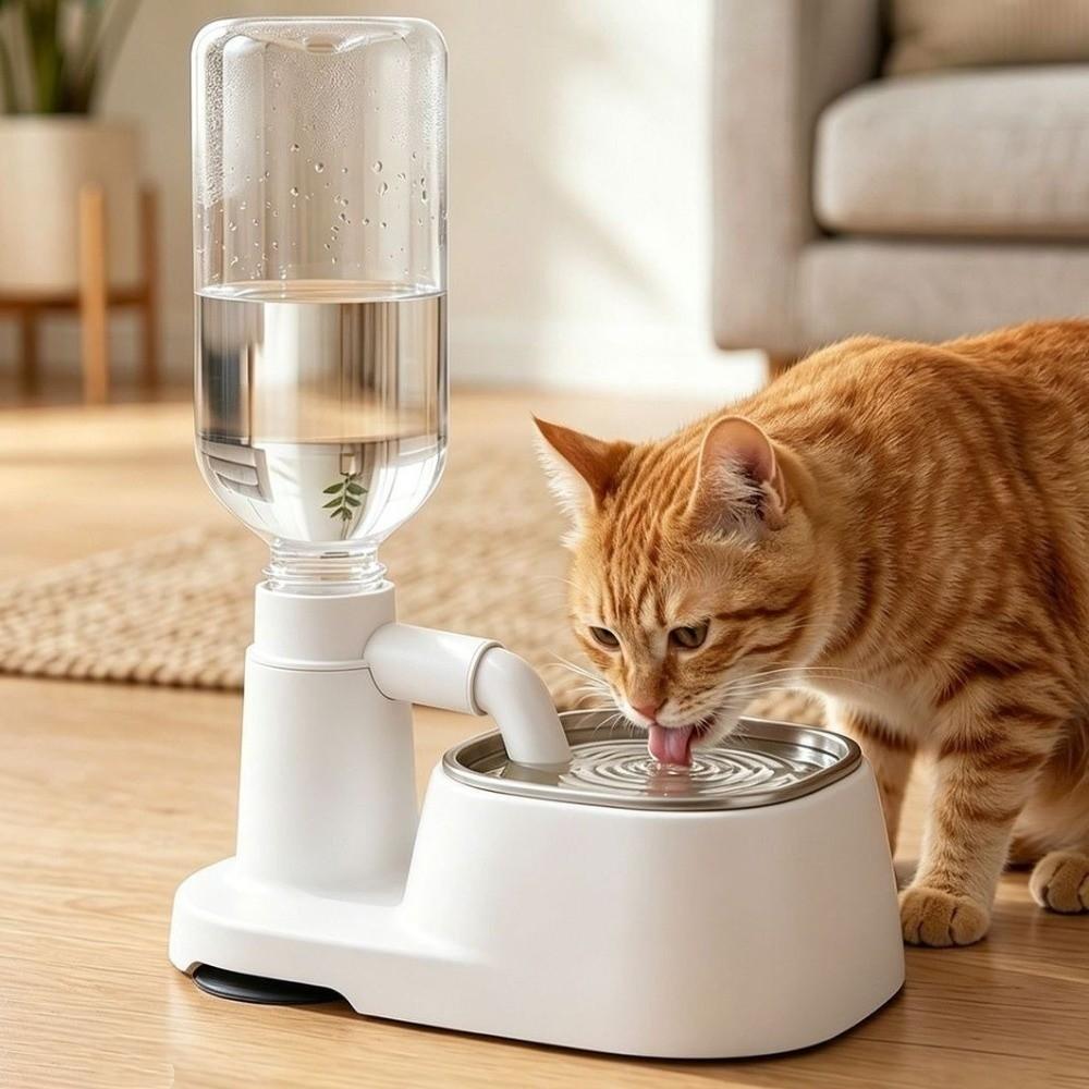 Anti-Wet Mouth Gravity Cat Water Dispenser Prevent Black Chin Cat Drinking Fountain Living Room