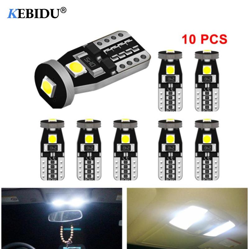 10X T10 Led W5W Car Led Bulbs 3030 6000K Canbus White Car Outline Light Signal Lamp Dome Reading License Plate Light Auto Interior Lights 12V