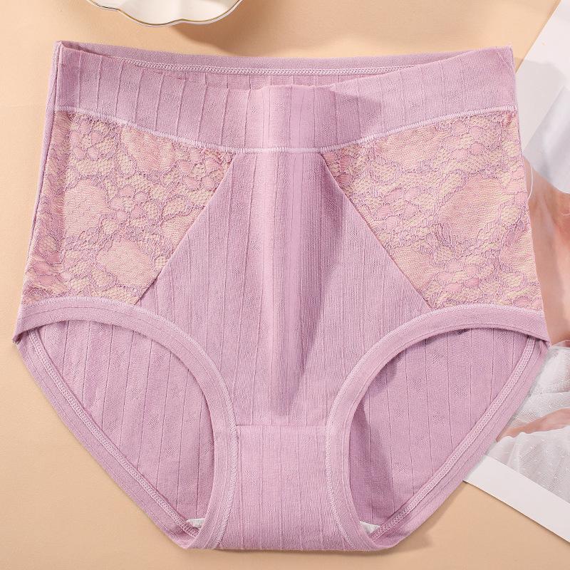 Mom Underwear for Women Panites High Waisted Pure Cotton Lace Middle-aged and Elderly Women Plus Size Triangle Panties