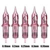 10pcs Pink Thinner Single Needles Tattoo Cartridge for Permanent Makeup 0.25mm/0.30MM Bugpin Beauty Tools
