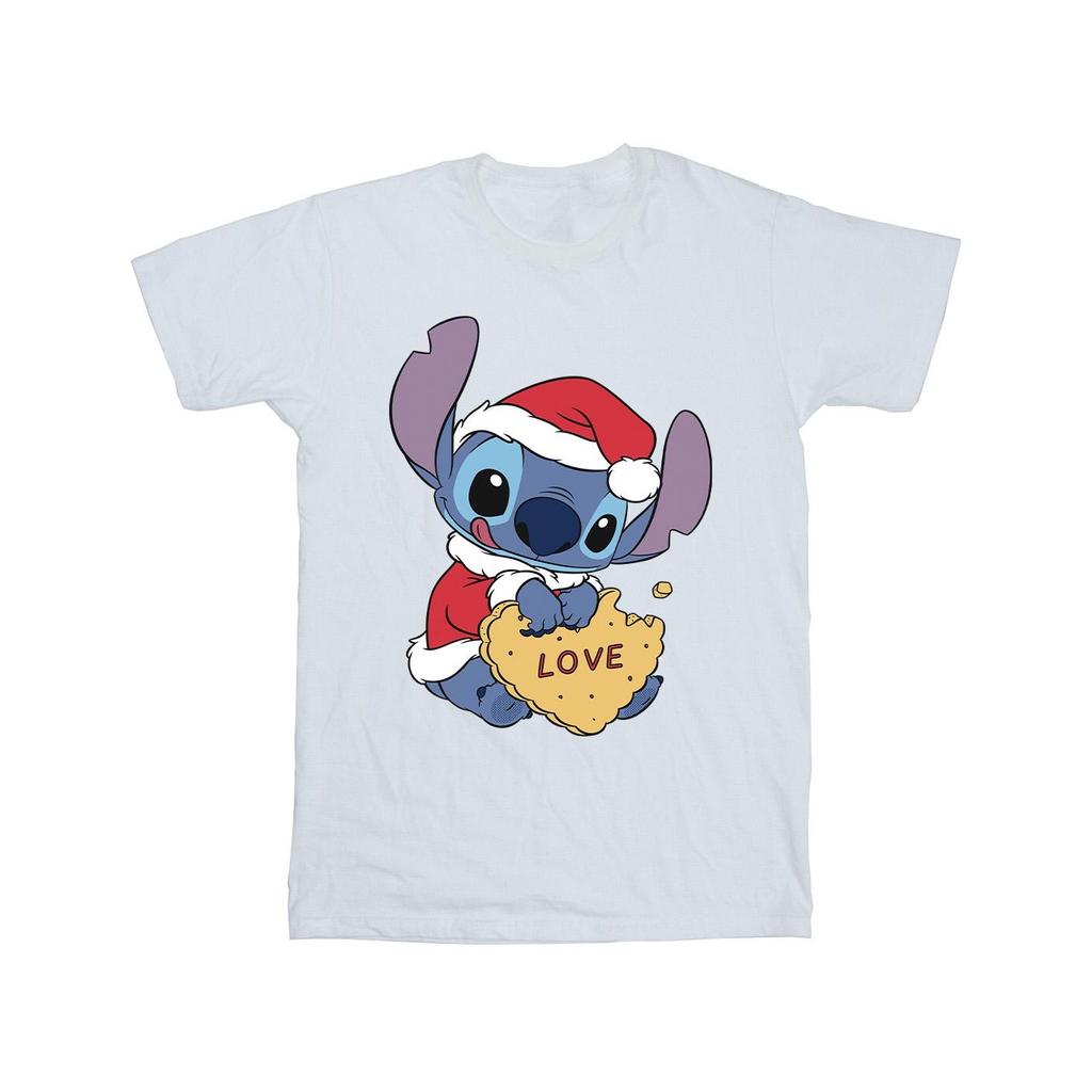 Disney Mens Lilo And Stitch Christmas Love Biscuit T-Shirt