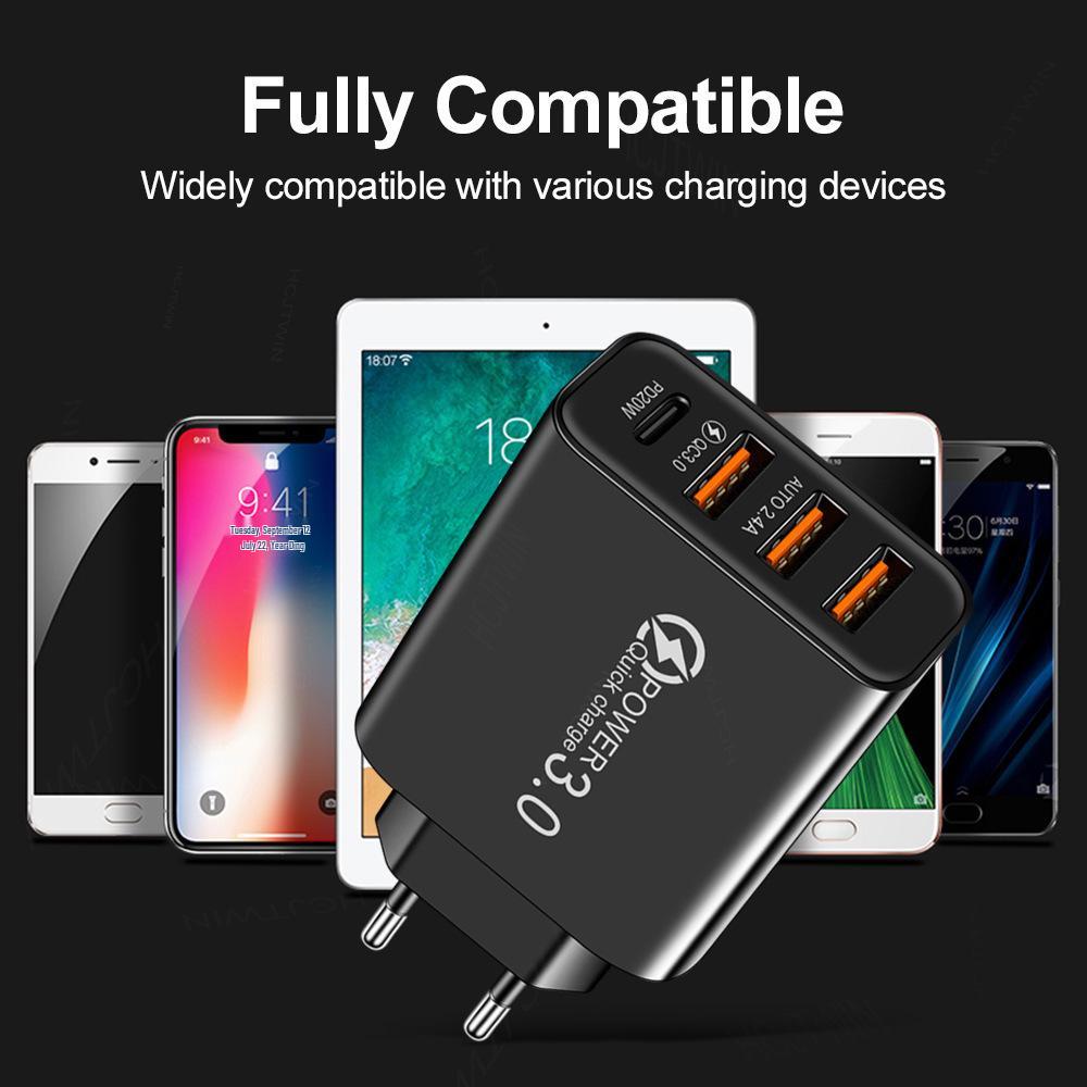Новое Многопортовое USB-зарядное устройство 3USB+PD Type-C для мобильных устройств, для путешествий