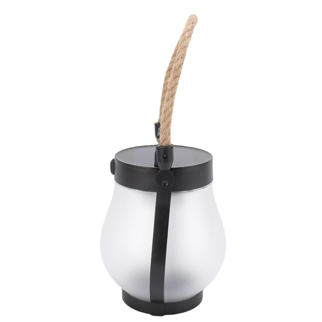Solar Lantern for Outdoor Rainproof Hemp Rope Hanging Flame Flickering LED Garden Light for Camping Yard Pathway Patio